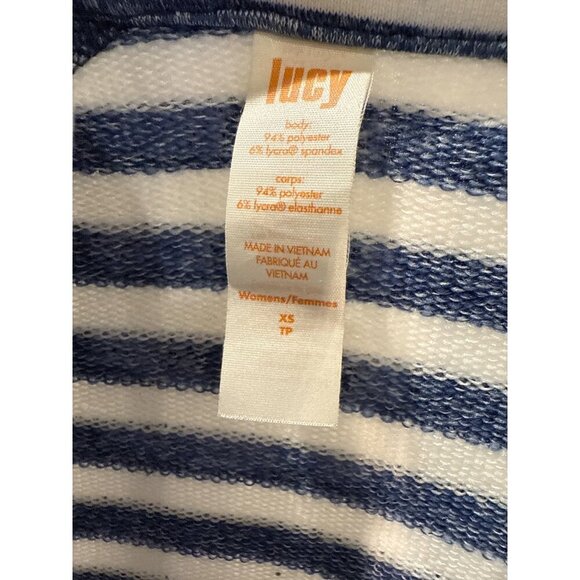 Lucy Womens Striped Half-Zip Pullover XS Blue/White Polyester Blend Pre-Owned - Picture 4 of 6